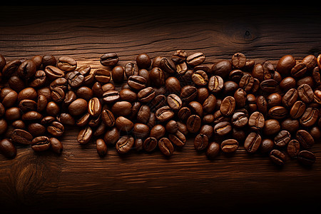 桌面上醇香的咖啡豆图片