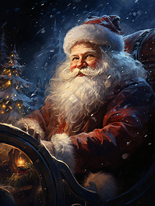 架着雪橇的圣诞老人背景图片