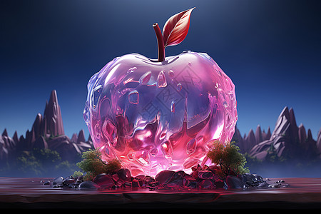 创建的彩色玻璃苹果高清图片