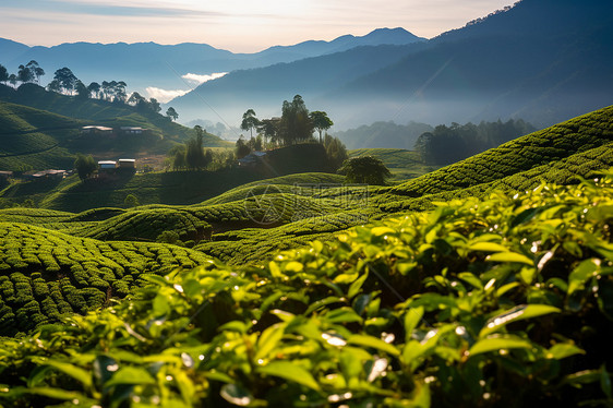 高山上种植的茶叶图片