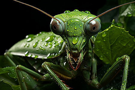 绿色的螳螂背景图片