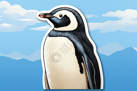 白云下的企鹅背景图片