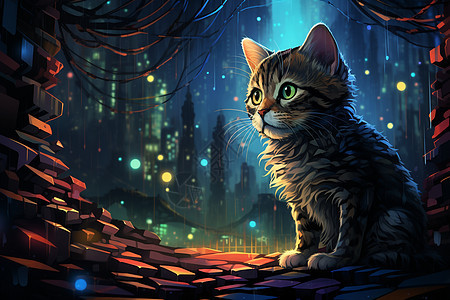 猫咪的奇幻冒险背景图片