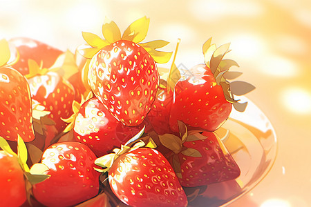 田园鲜香新摘草莓图片