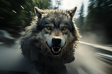 奔袭的野狼图片