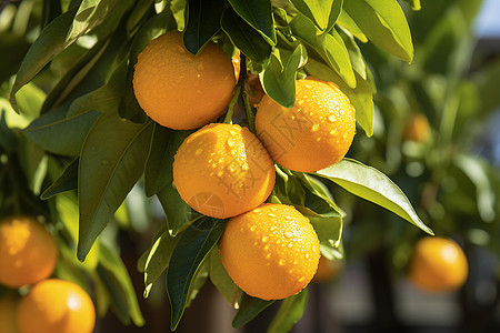 猕猴桃果园新鲜多汁橘子树背景