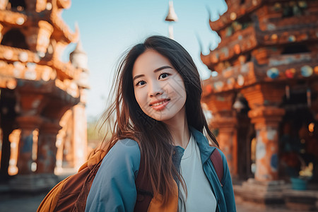 旅行的年轻女性背景图片