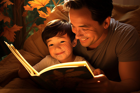 亲子共读的父子背景图片