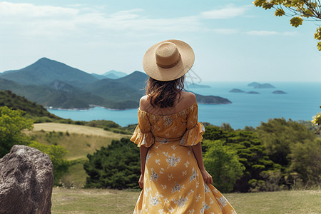 山顶上的女子图片