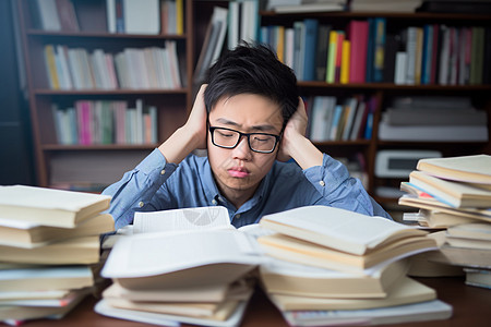 书籍背后的男孩背景图片