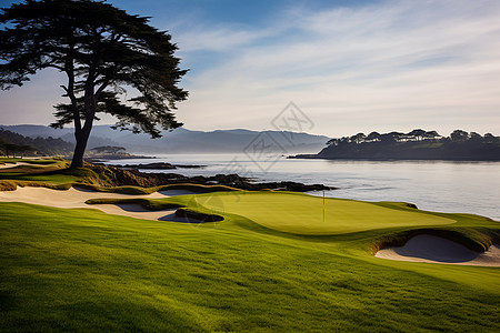 海岸上的高尔夫球场图片