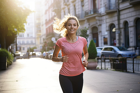 都市街头奔跑的女人图片