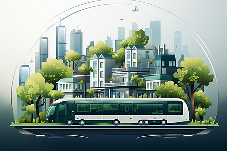 创意可持续能源公交车插图图片