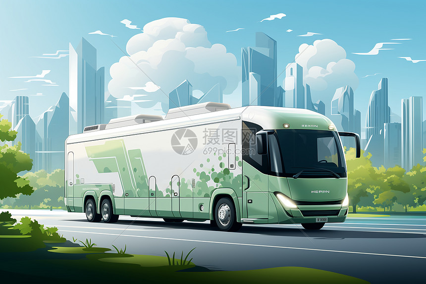 公路上的新能源公交概念图图片