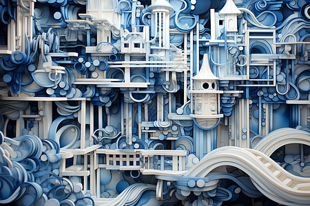 城堡主题蓝色系建筑空间图片