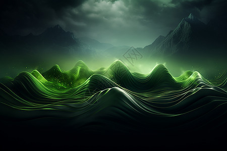 涌动的绿色波浪创意背景图片