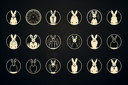 现代风格的线性兔子图标图片
