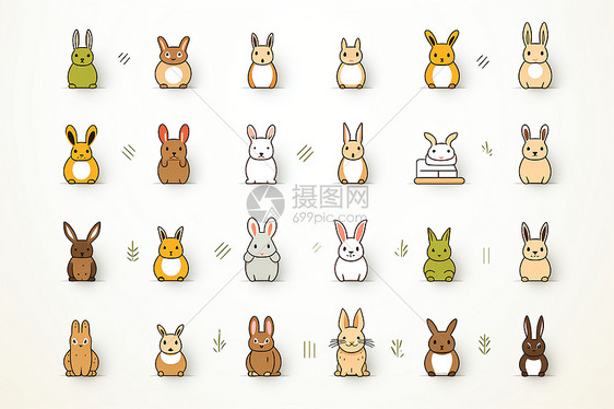 可爱的兔子简洁图标图片
