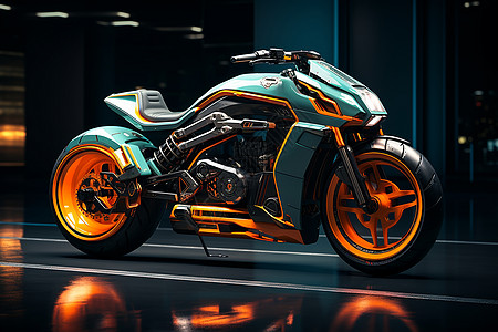 未来之光的高科技摩托骑背景图片