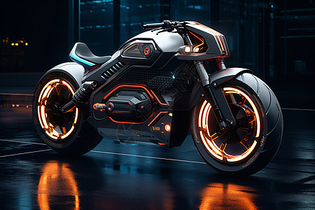 未来光轮摩托背景图片