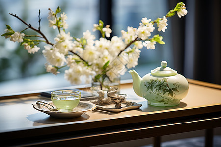 传统精致的玻璃茶具背景图片