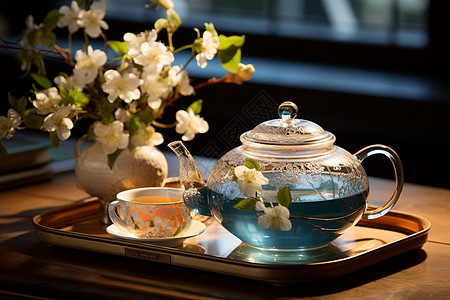 花香四溢的茶艺世界背景图片