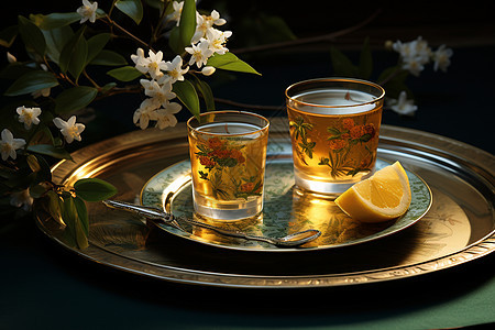 传统香甜的柠檬花茶图片
