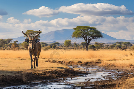 非洲草原上的野生公鹿图片