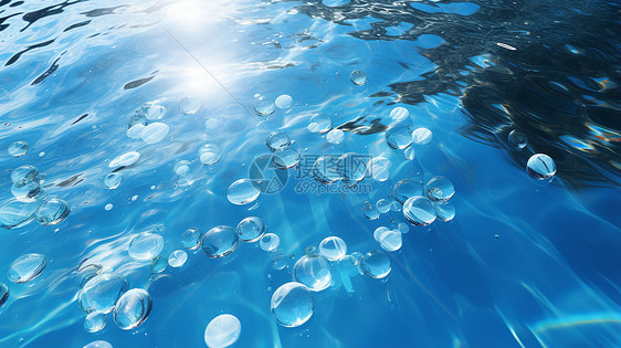 阳光下海面上的气泡图片