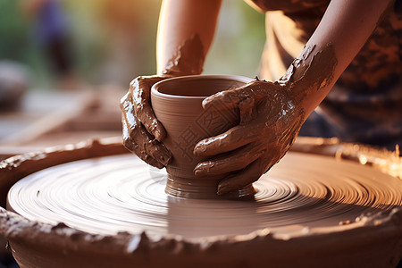 正在制作陶器的陶艺师图片