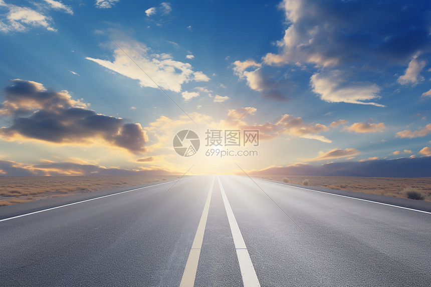 向着阳光出发的公路图片