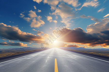 灿烂阳光下的公路图片