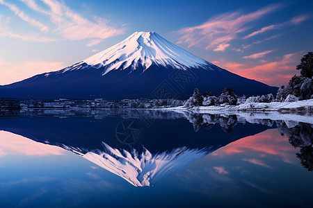 清晨壮观的富士山景观图片