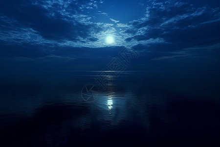 夜幕下宁静的大海图片
