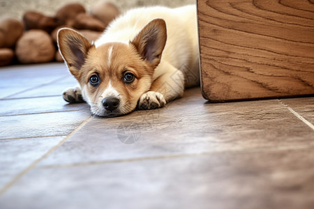 地板上慵懒的宠物狗背景图片