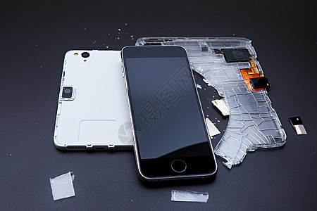 摔碎的手机后盖背景图片