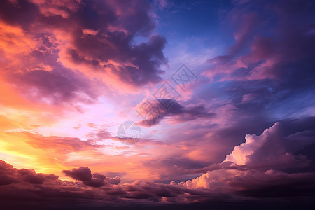 黄昏天空中的美丽景观背景图片