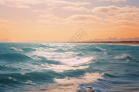 海上日出的波浪景观图片