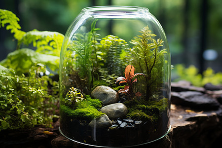 创新农业的玻璃罐植物背景图片