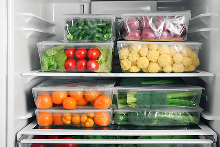 冰箱里丰富的食材图片