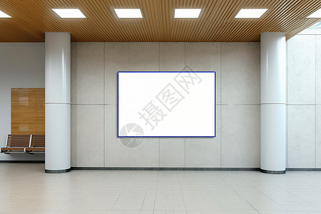 大厅中的白墙广告牌背景图片