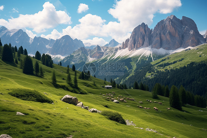 山脉的美丽自然风景图片