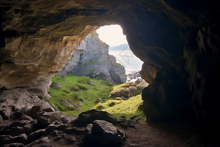 隐秘的洞穴与绿色大地图片
