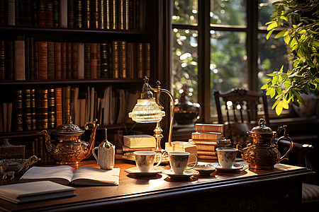 茶与书的温馨共鸣背景图片