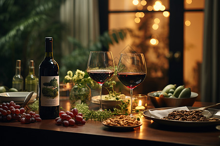 桌子上的美味红酒背景图片