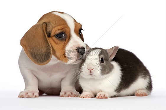 狗狗和兔子图片