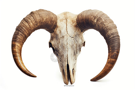 水牛的骨骼和牛角背景图片