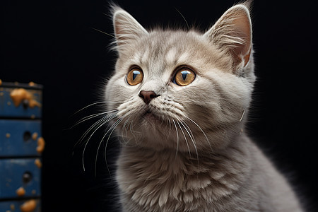 可爱的灰色猫背景图片