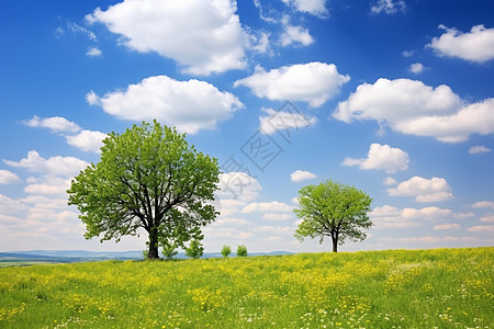 茂盛大树夏季草地上的大树背景