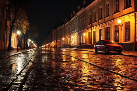 城市街道明亮的路灯图片